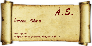 Árvay Sára névjegykártya